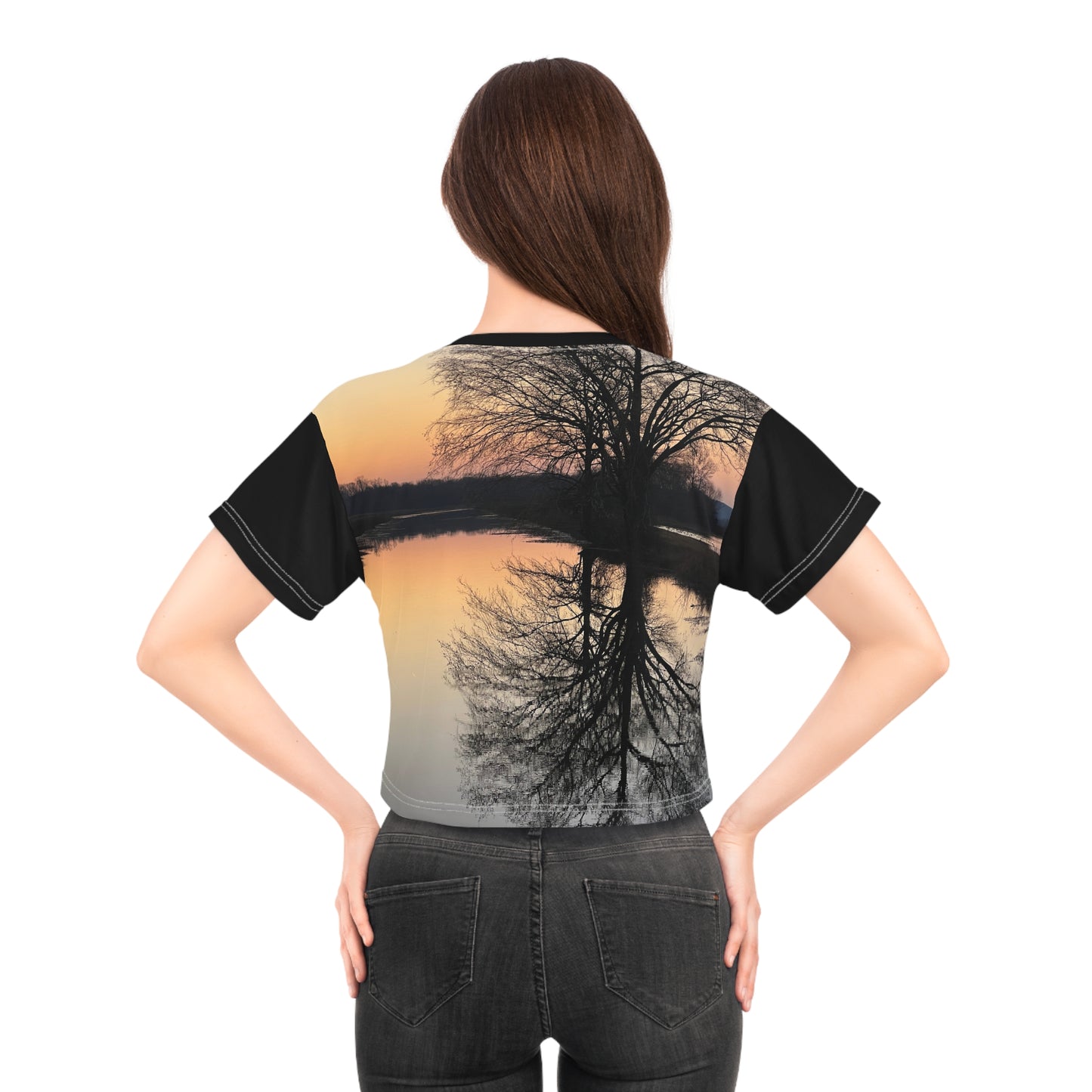“Reflection At Sunset” Crop Tee (AOP)