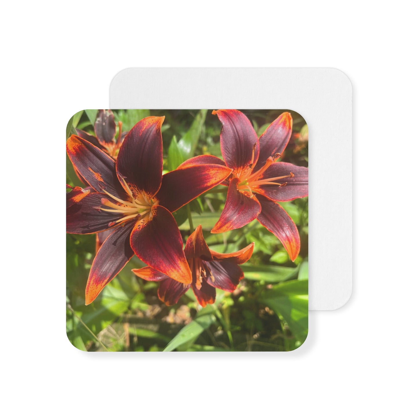 "Purple and Orange Flowers" Coasters (50, 100 pcs)