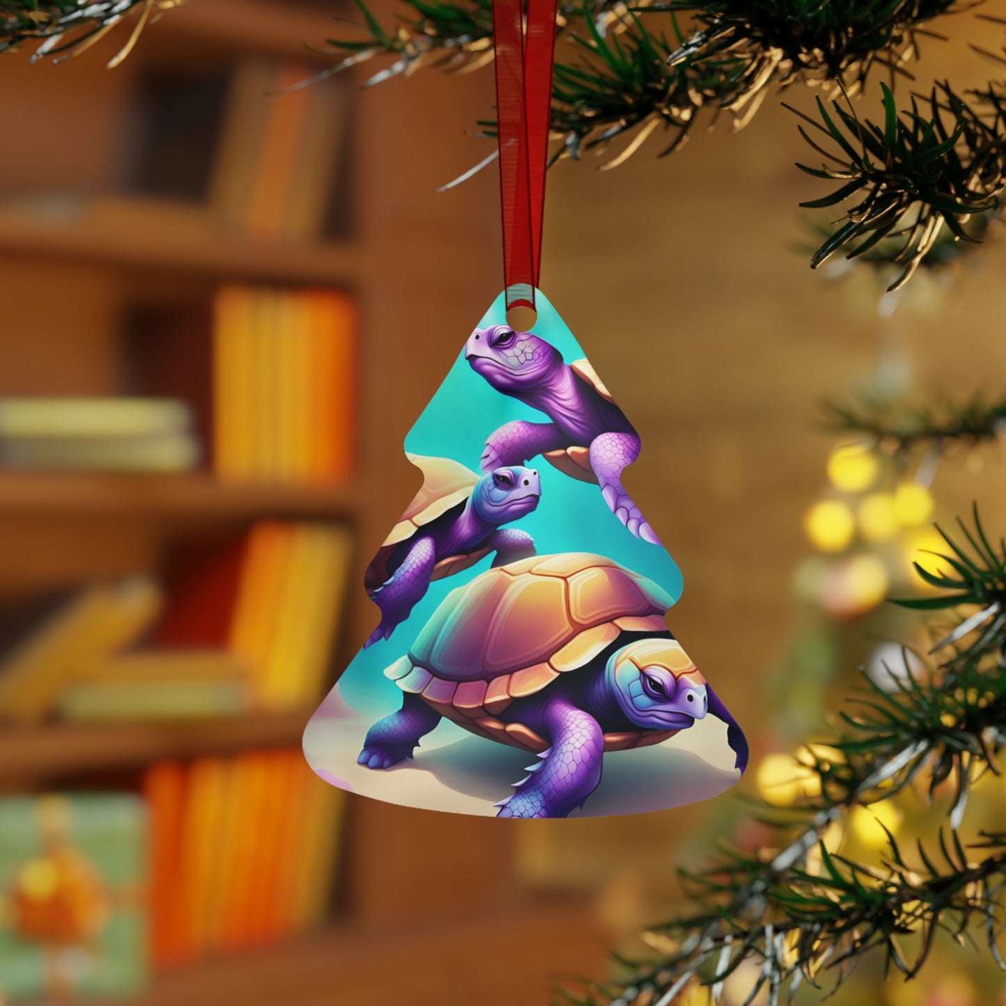 "Purple Turtles" Metal Ornaments