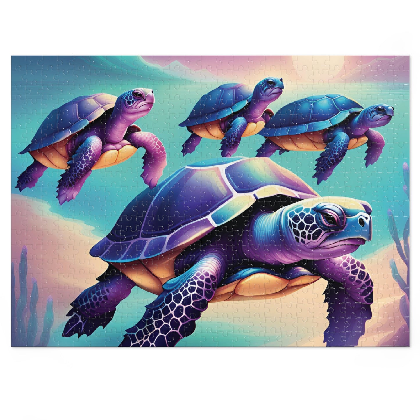 "4 Purple Turtles" Jigsaw Puzzle (30, 110, 252, 500,1000-Piece)