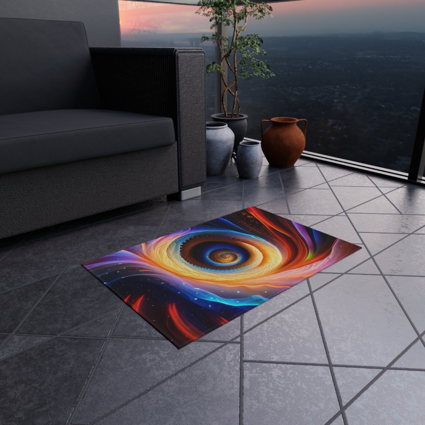 "Cosmic Spiral" Outdoor Rug