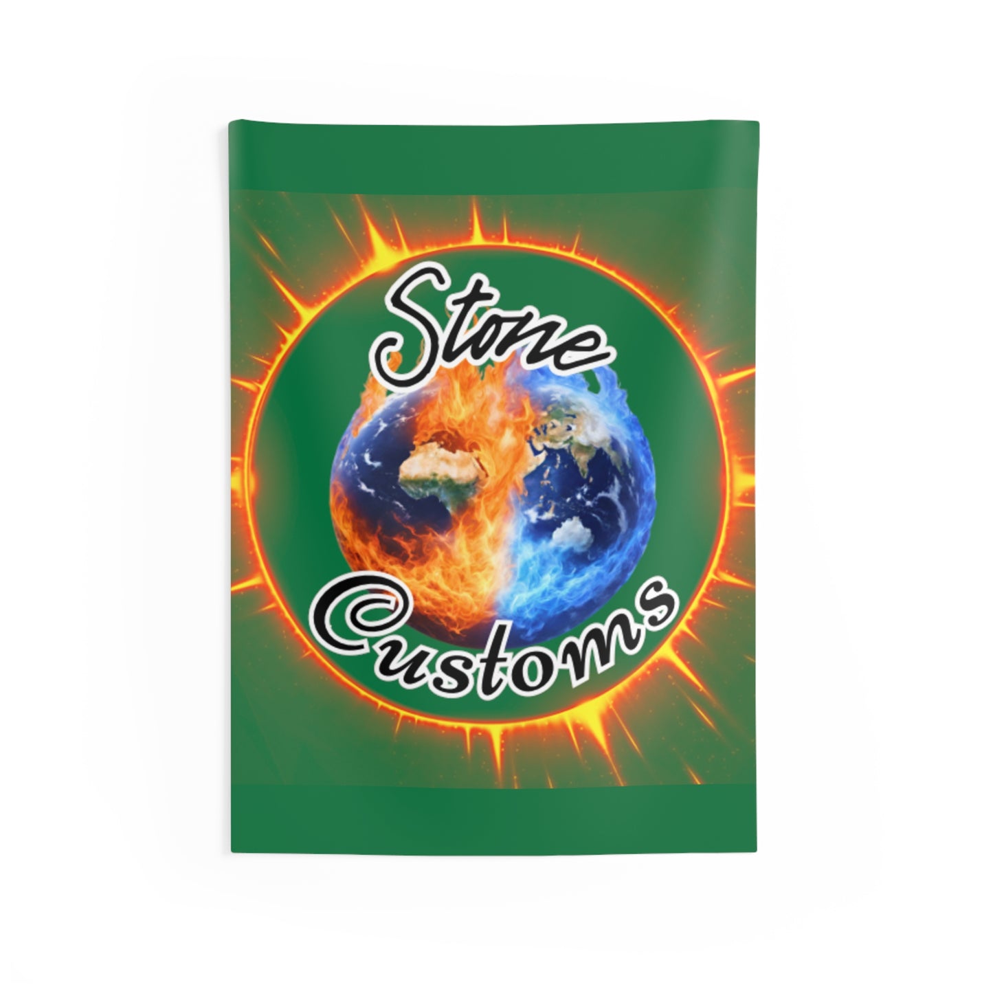 "Stone Customs" Dark Green Indoor Wall Tapestries