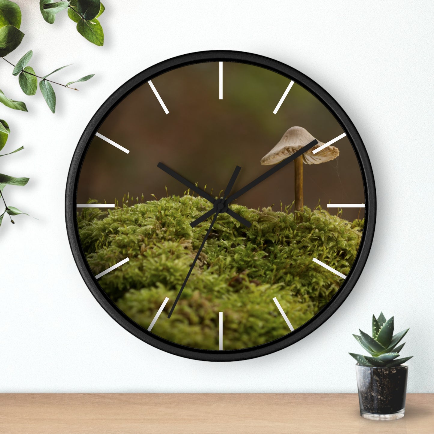 "Mushroom on Mossy Mound" Wall Clock