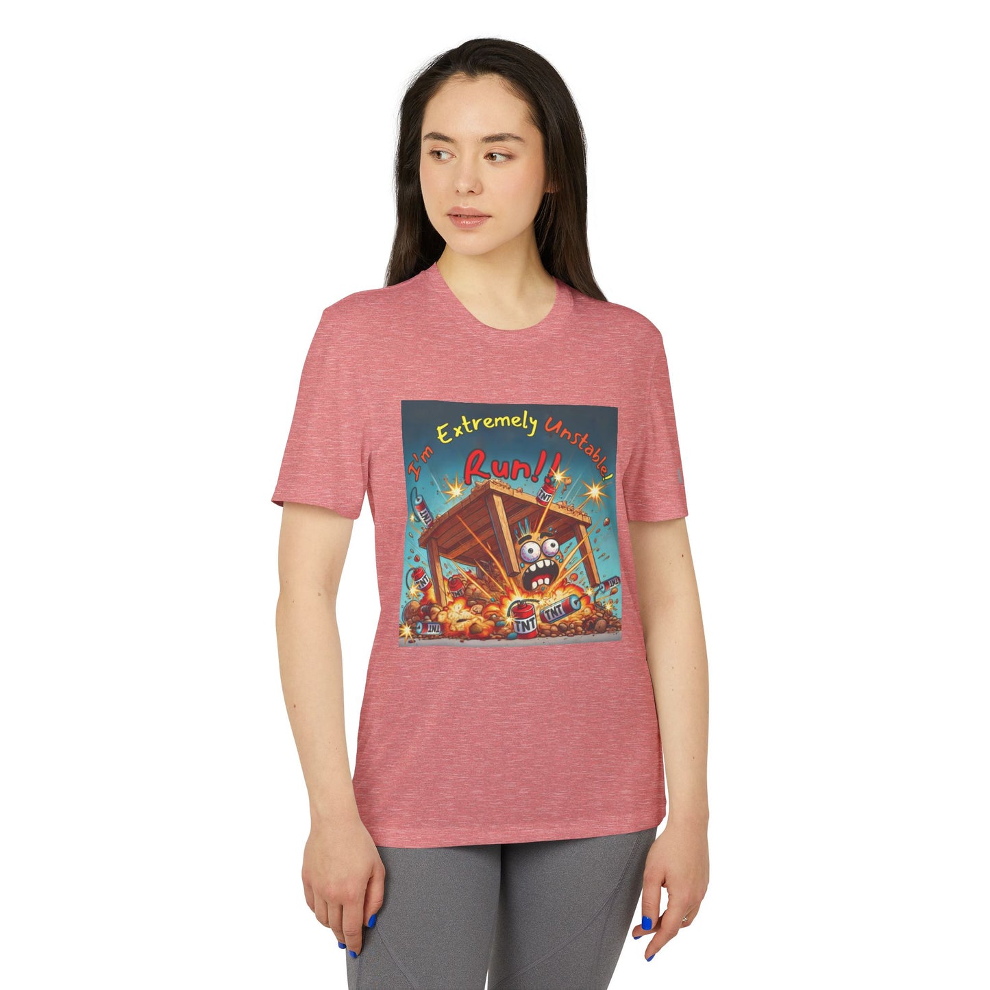 Adidas Sport T-shirt - “I'm Extremely Unstable! Run!”