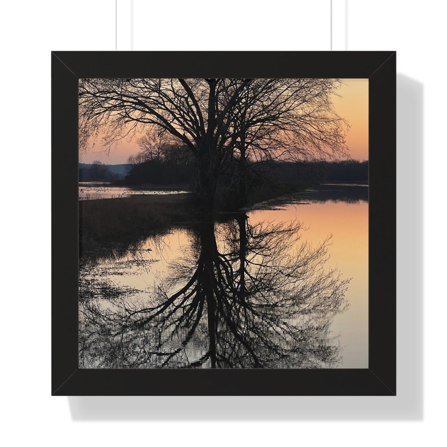 “Reflection At Sunset” Framed Vertical Poster