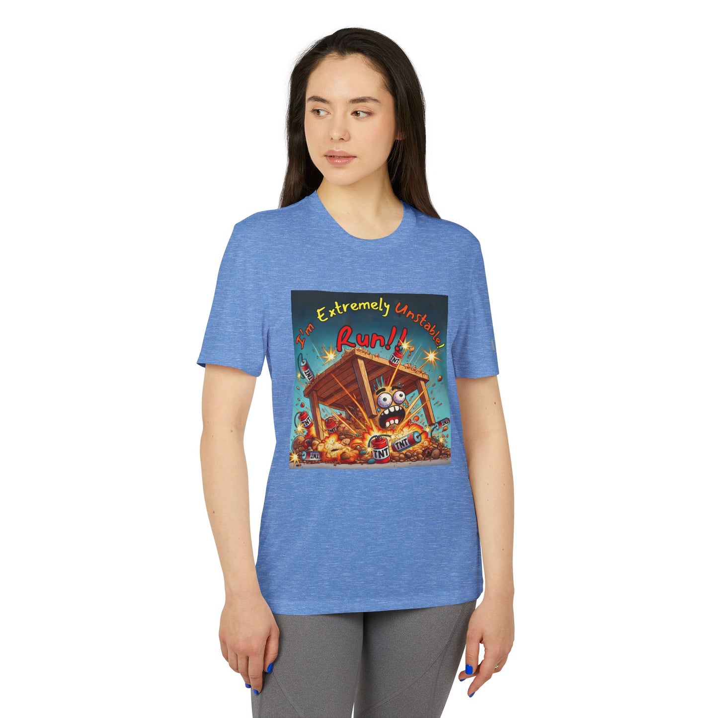 Adidas Sport T-shirt - “I'm Extremely Unstable! Run!”