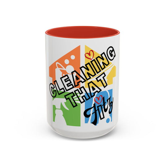 "Cleaning That Fitz" Logo Accent Coffee Mug (11, 15oz)