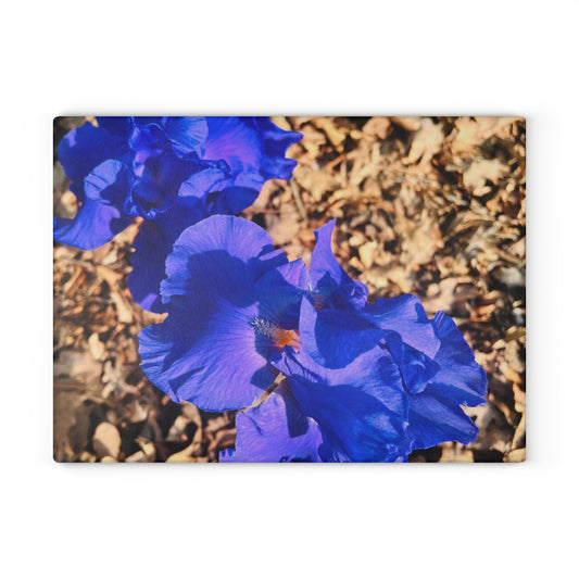 "Blue Flowers" Glass Cutting Board