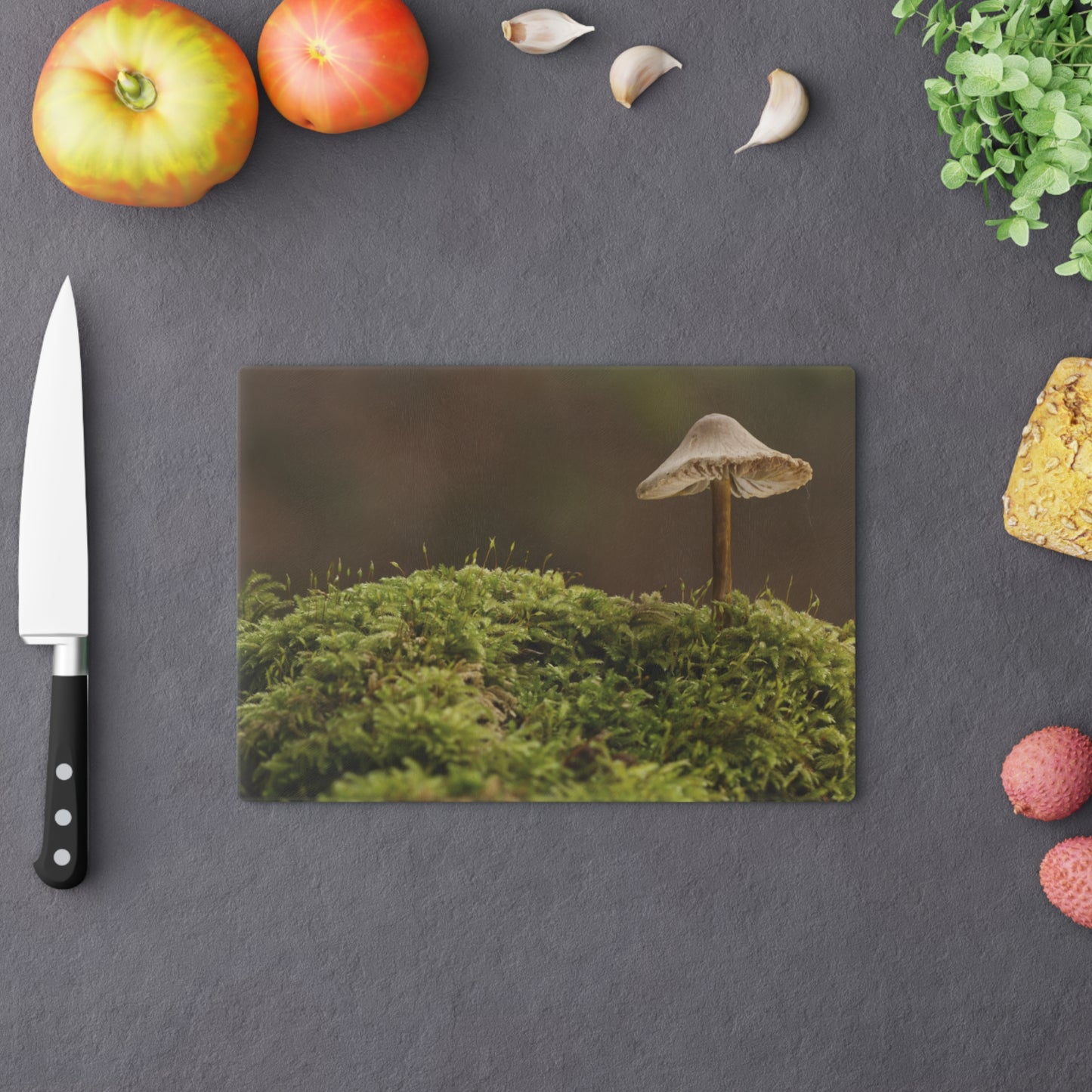 "Mushroom On Mossy Mound" Cutting Board