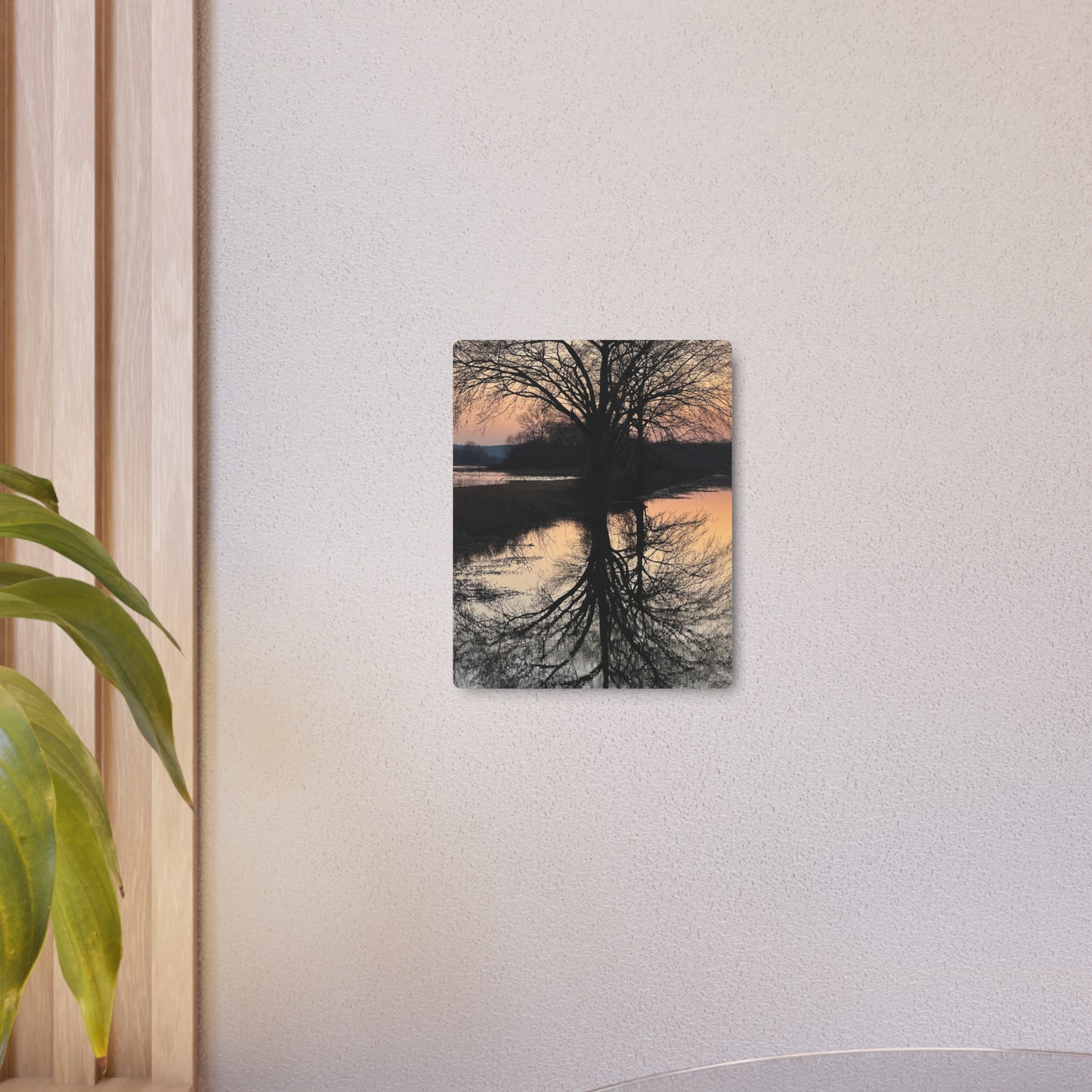 “Reflection At Sunset” Vertical Metal Art Sign