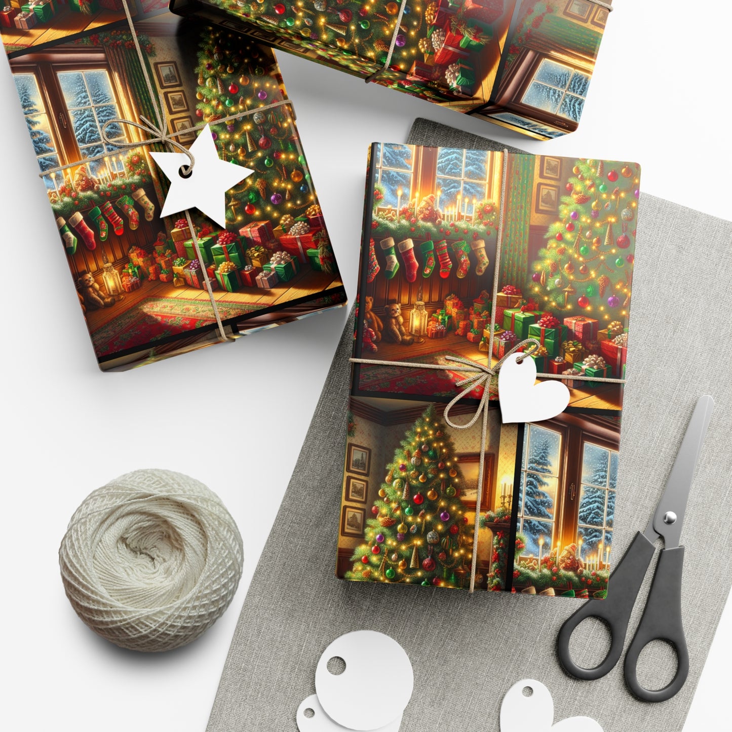 "Christmas Tree & Stockings" Gift Wrap Papers