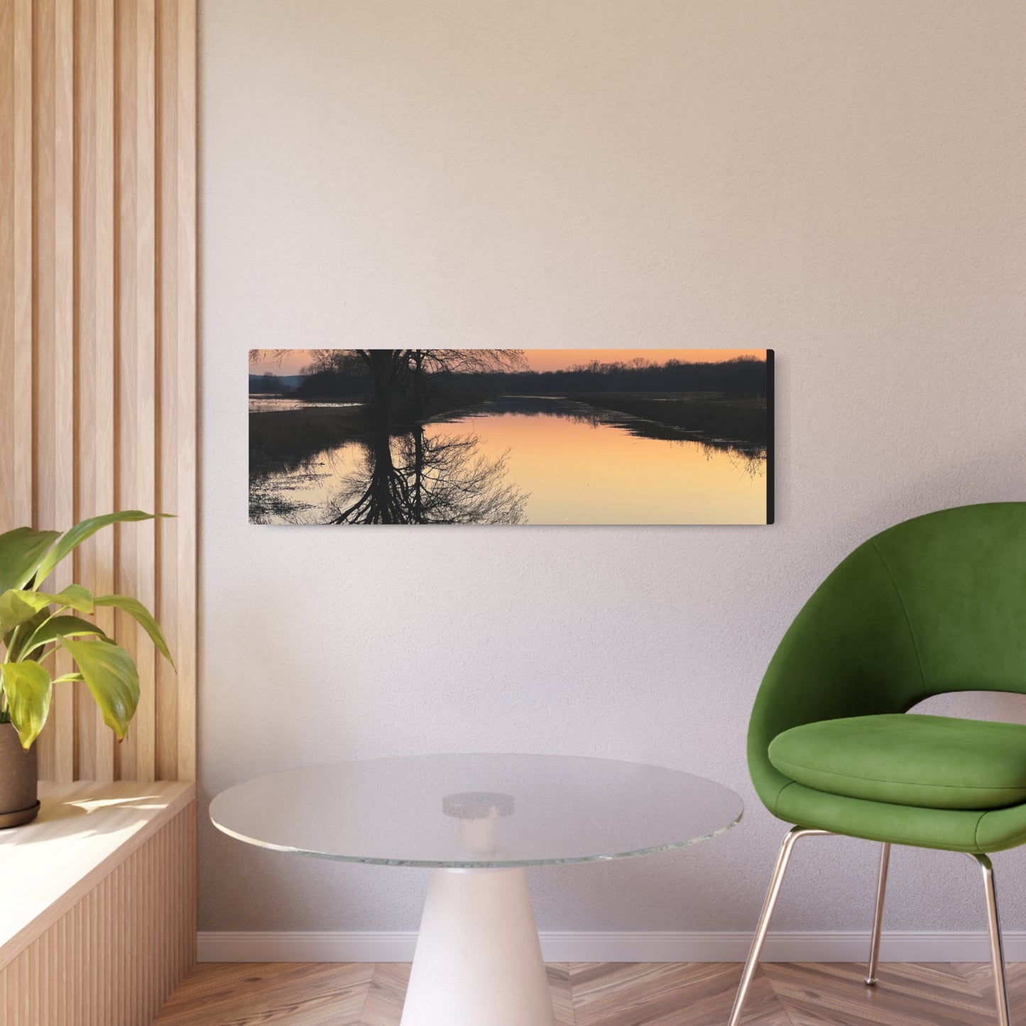 “Reflection At Sunset” Horizontal Metal Art Sign