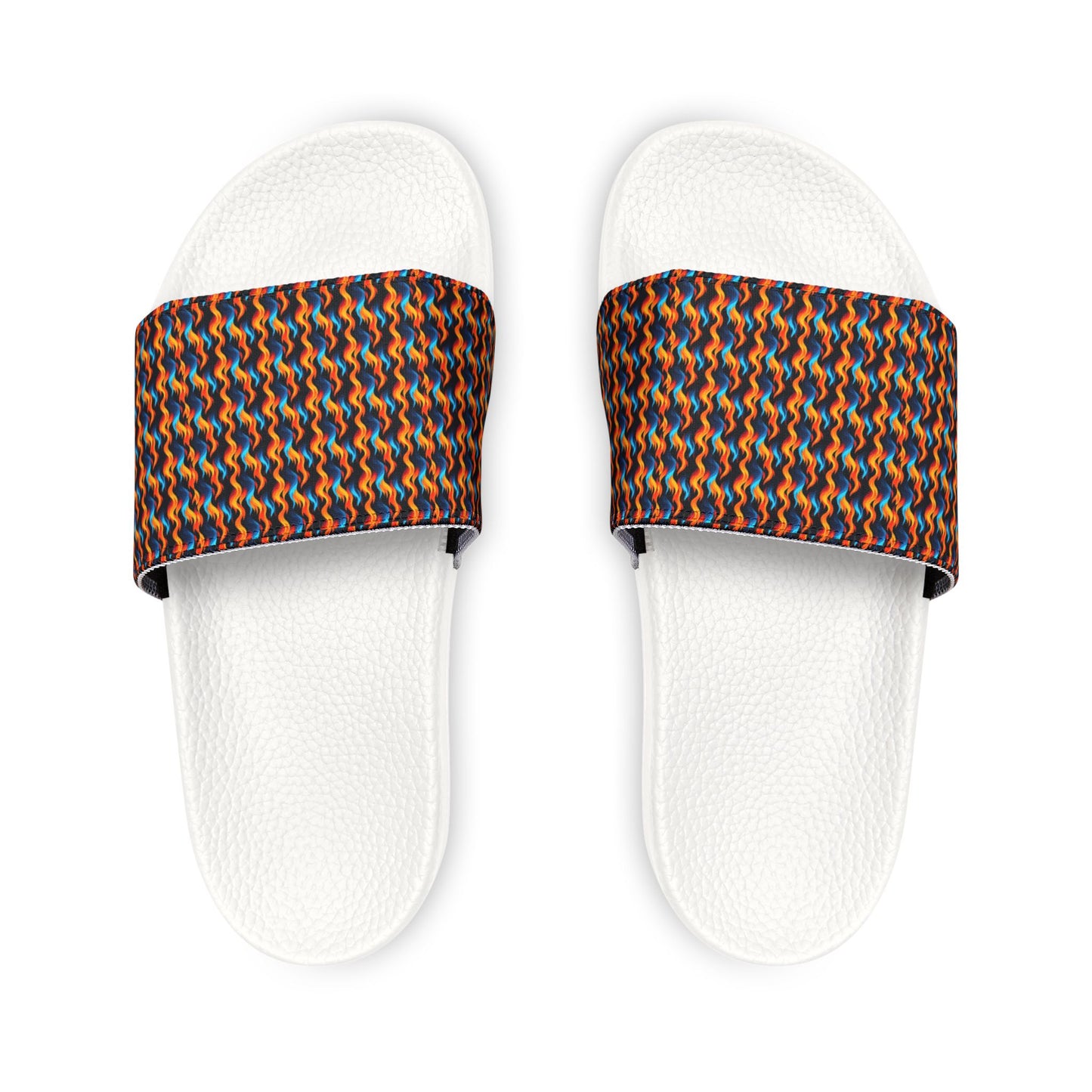 "Dancing Flames" White Men's PU Slide Sandals