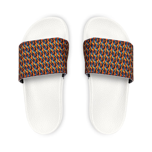 "Dancing Flames" White Men's PU Slide Sandals