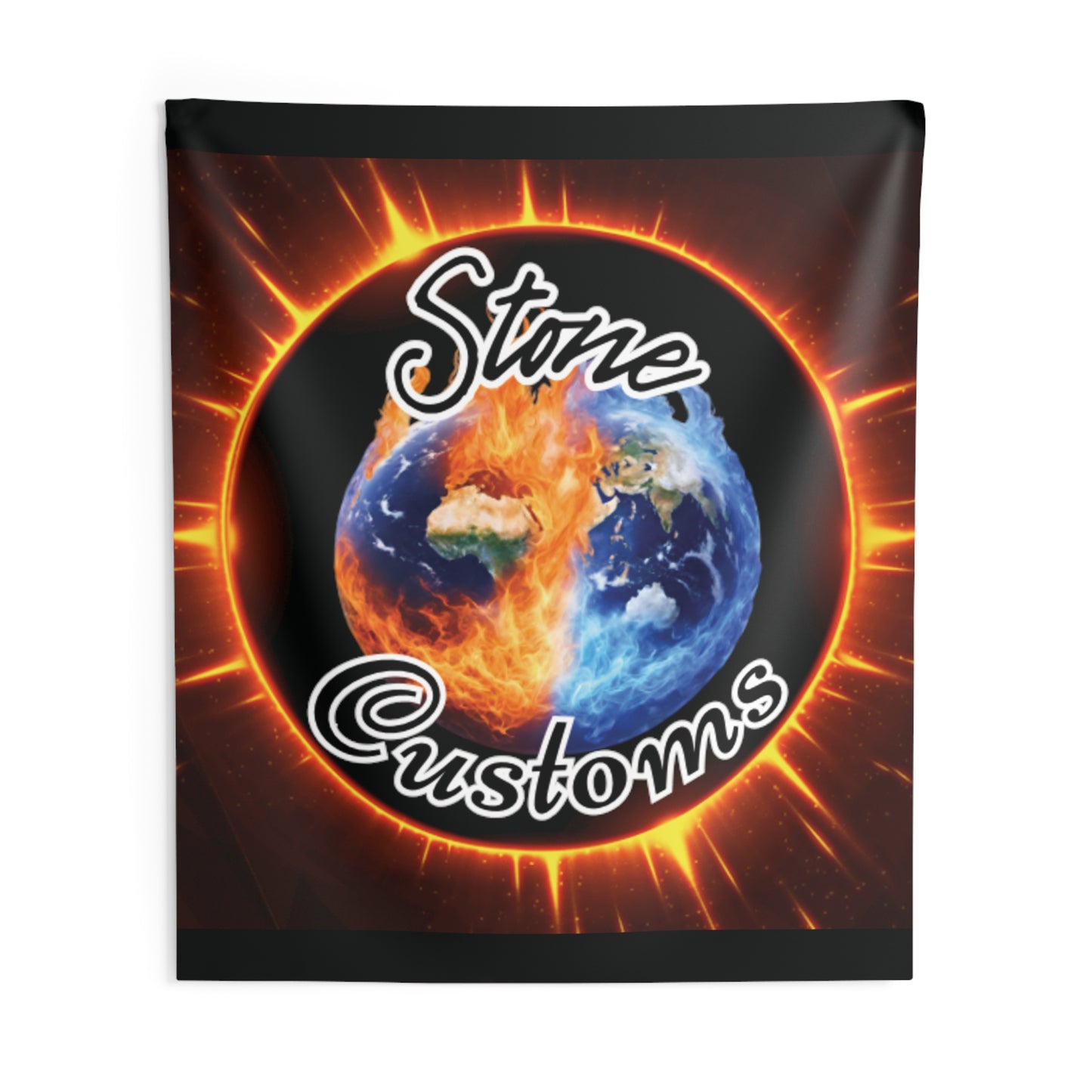 "Stone Customs" Black Indoor Wall Tapestries