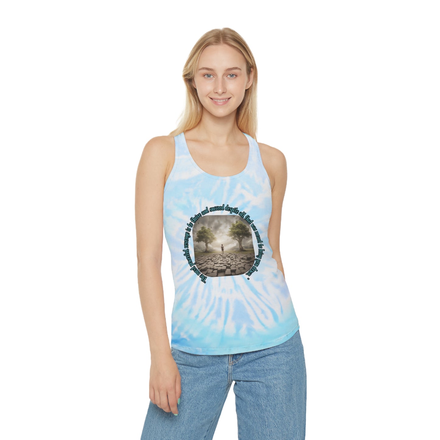 "The Best Revenge/Stone Customs" Tie Dye Racerback Tank Top