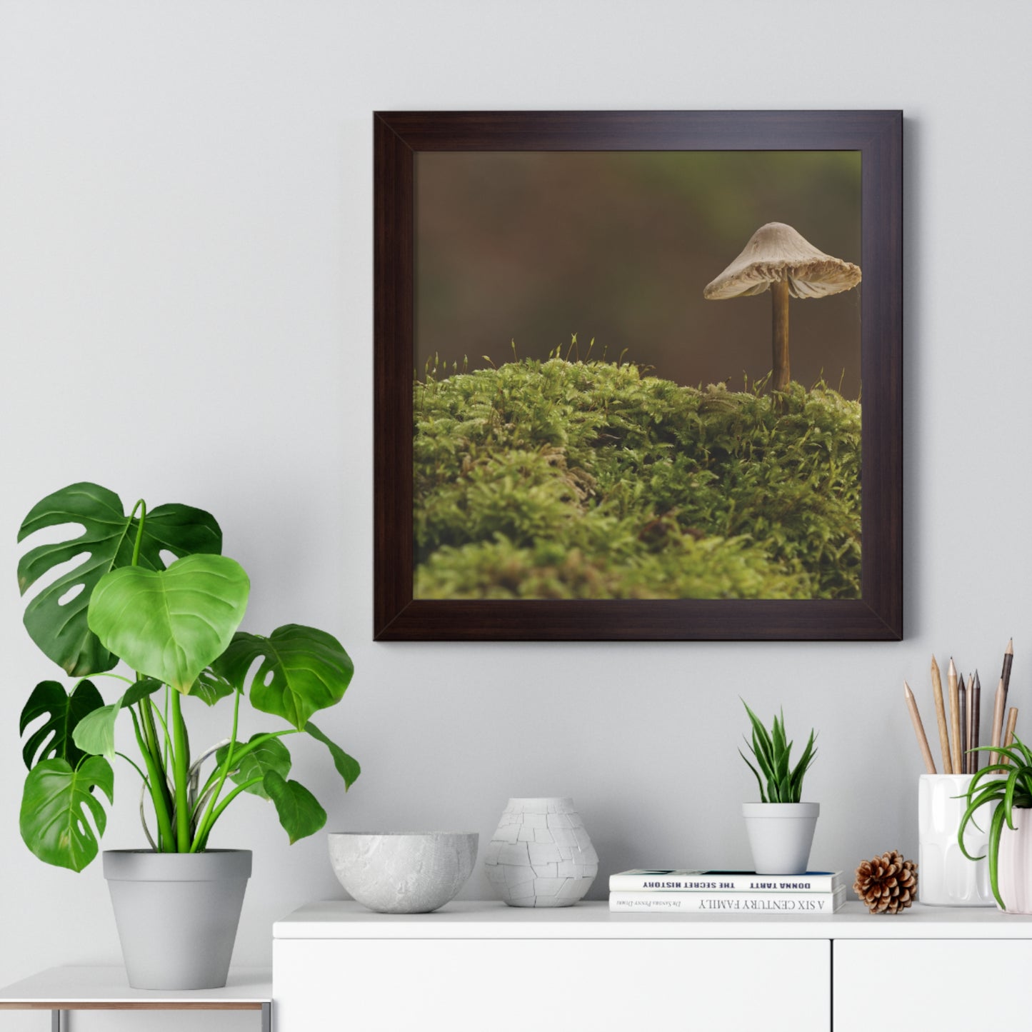 "Mushroom on Mossy Mound" Framed Vertical Poster