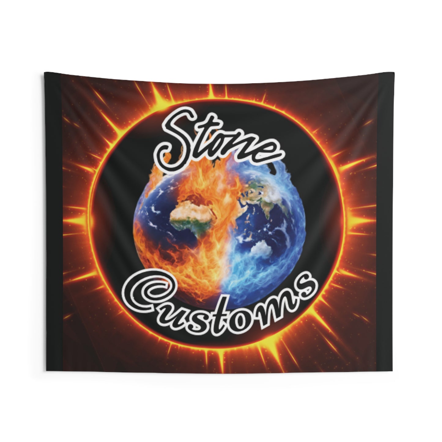 "Stone Customs" Black Indoor Wall Tapestries