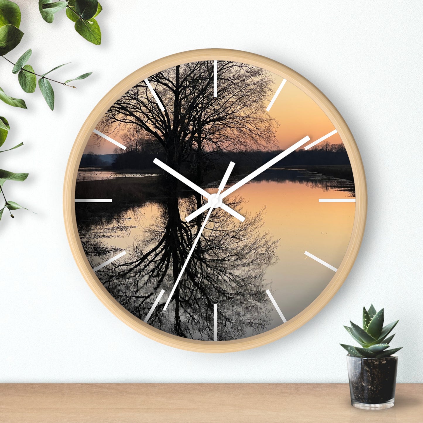 “Reflection At Sunset” Wall Clock