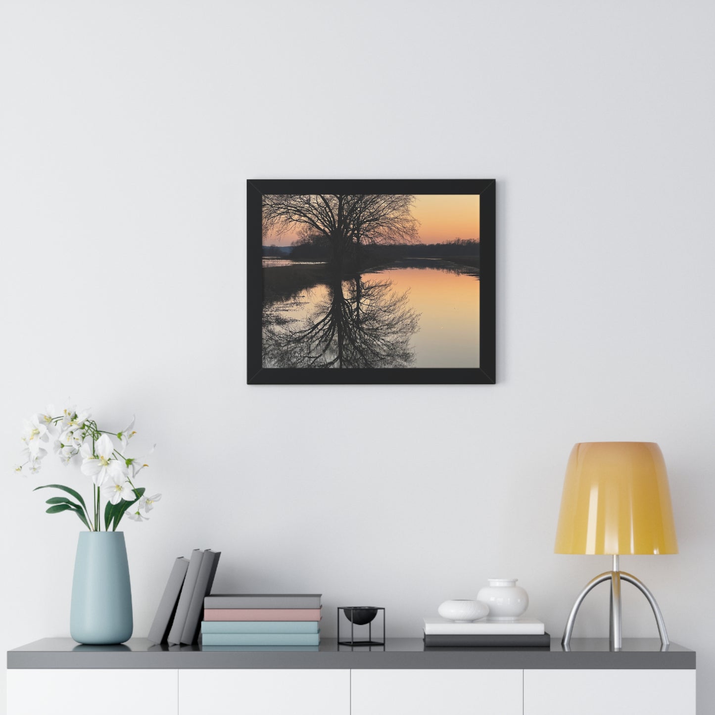 “Reflection At Sunset” Framed Poster