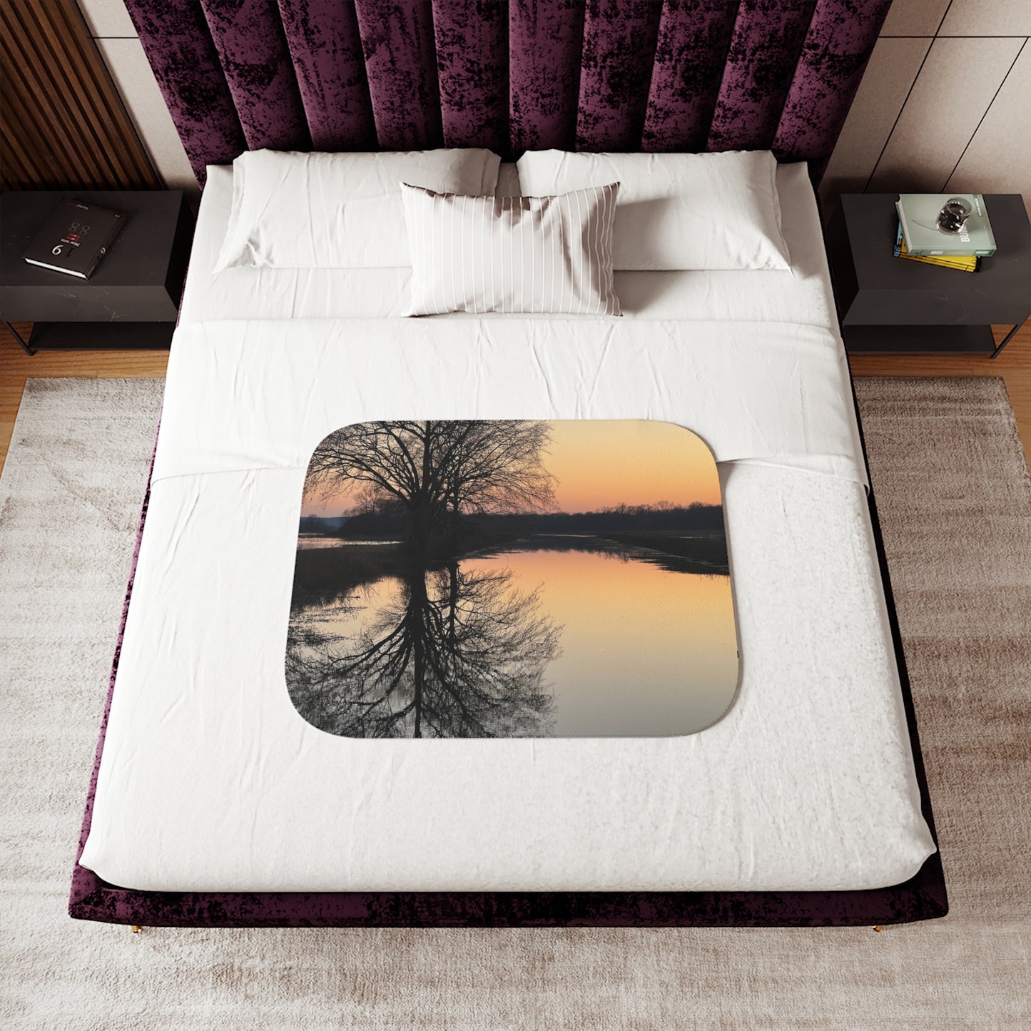 “Reflection At Sunset”  Sherpa Blanket