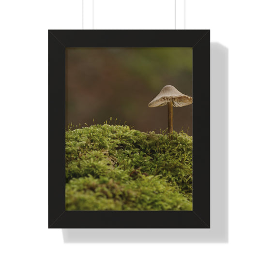 "Mushroom on Mossy Mound" Framed Vertical Poster