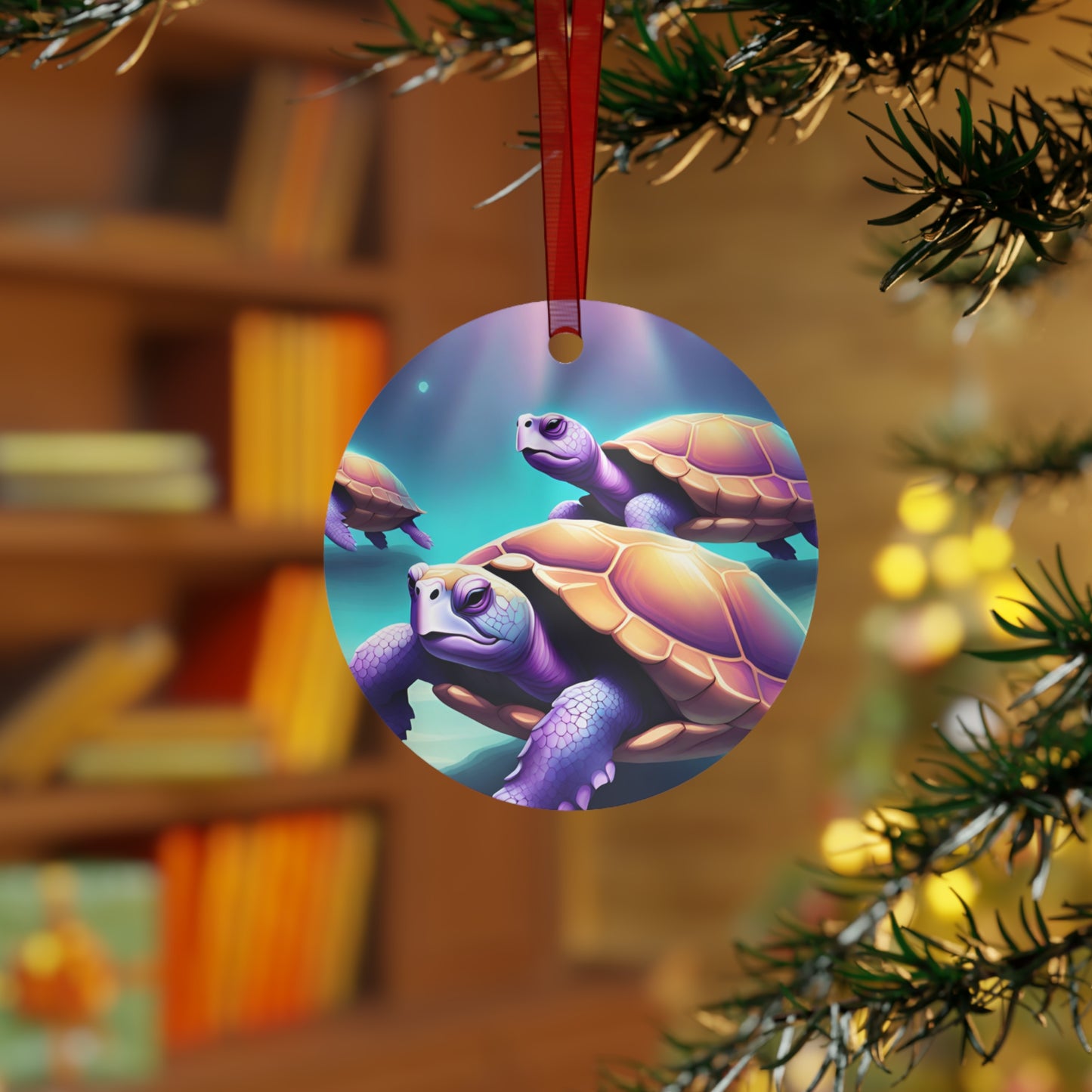 "Purple Turtles" Metal Ornaments