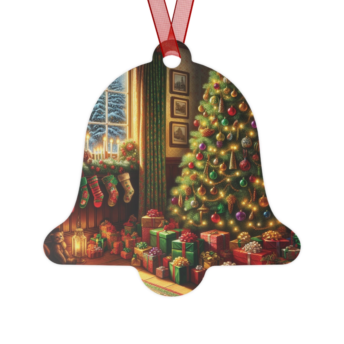 "Christmas Tree & Stockings" Metal Ornaments