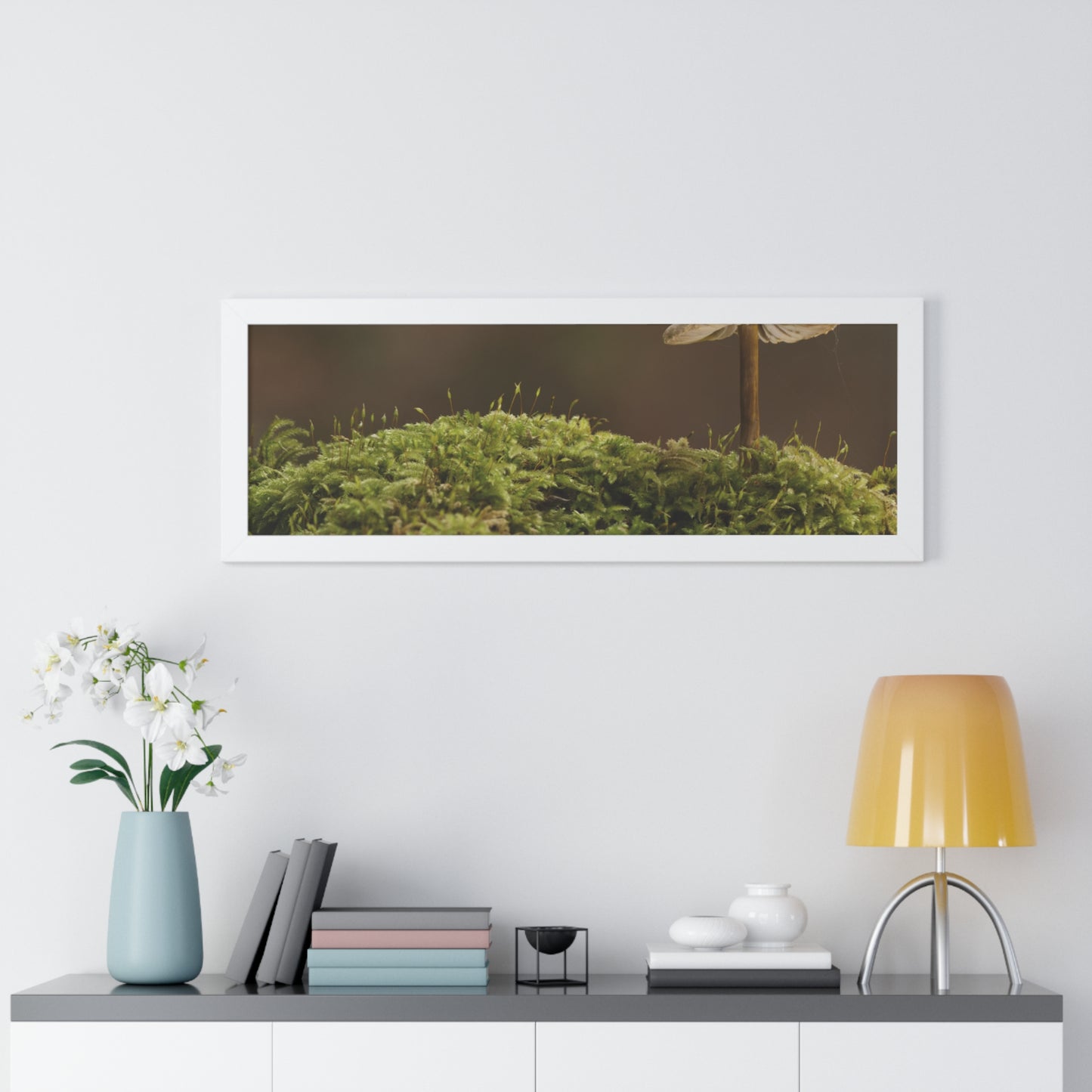 "Mushroom on Mossy Mound" Framed Horizontal Poster