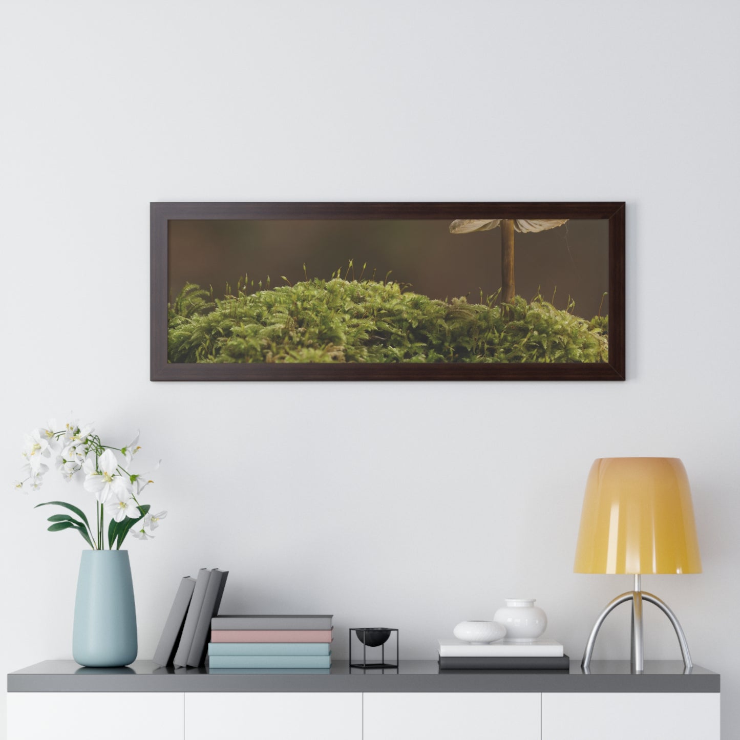 "Mushroom on Mossy Mound" Framed Horizontal Poster