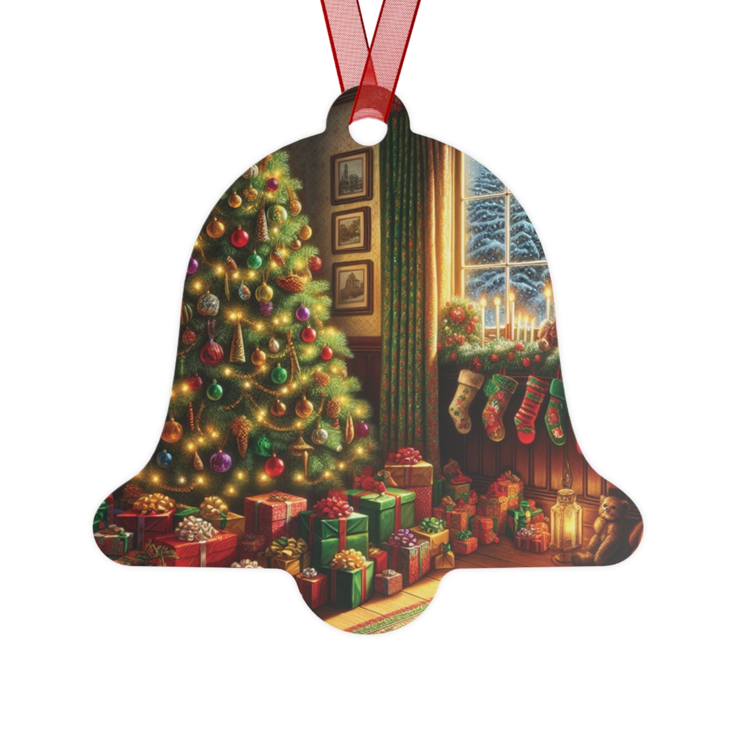 "Christmas Tree & Stockings" Metal Ornaments