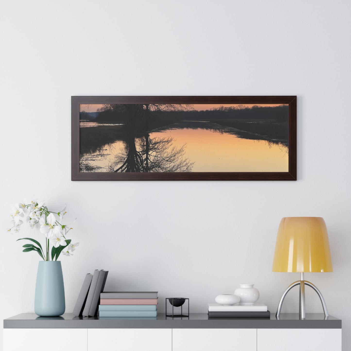 “Reflection At Sunset” Framed Horizontal Poster