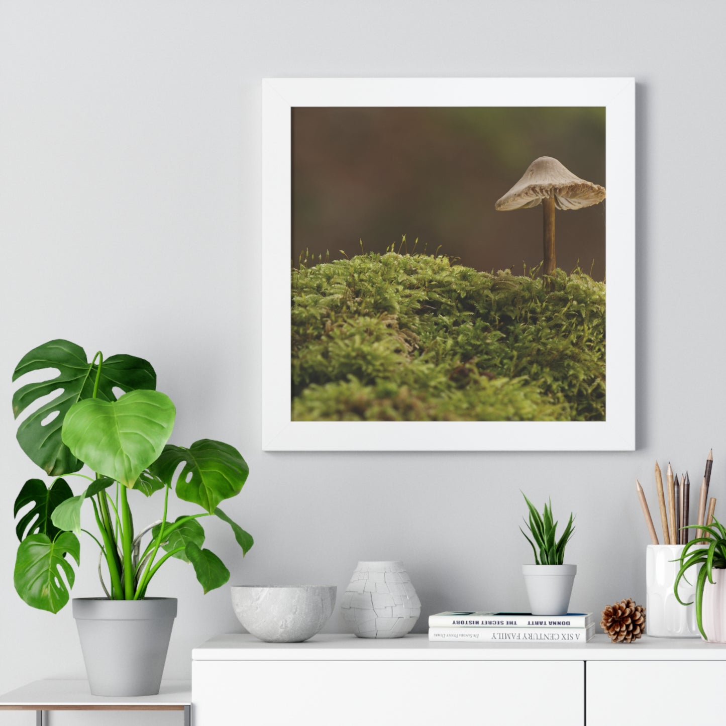 "Mushroom on Mossy Mound" Framed Vertical Poster