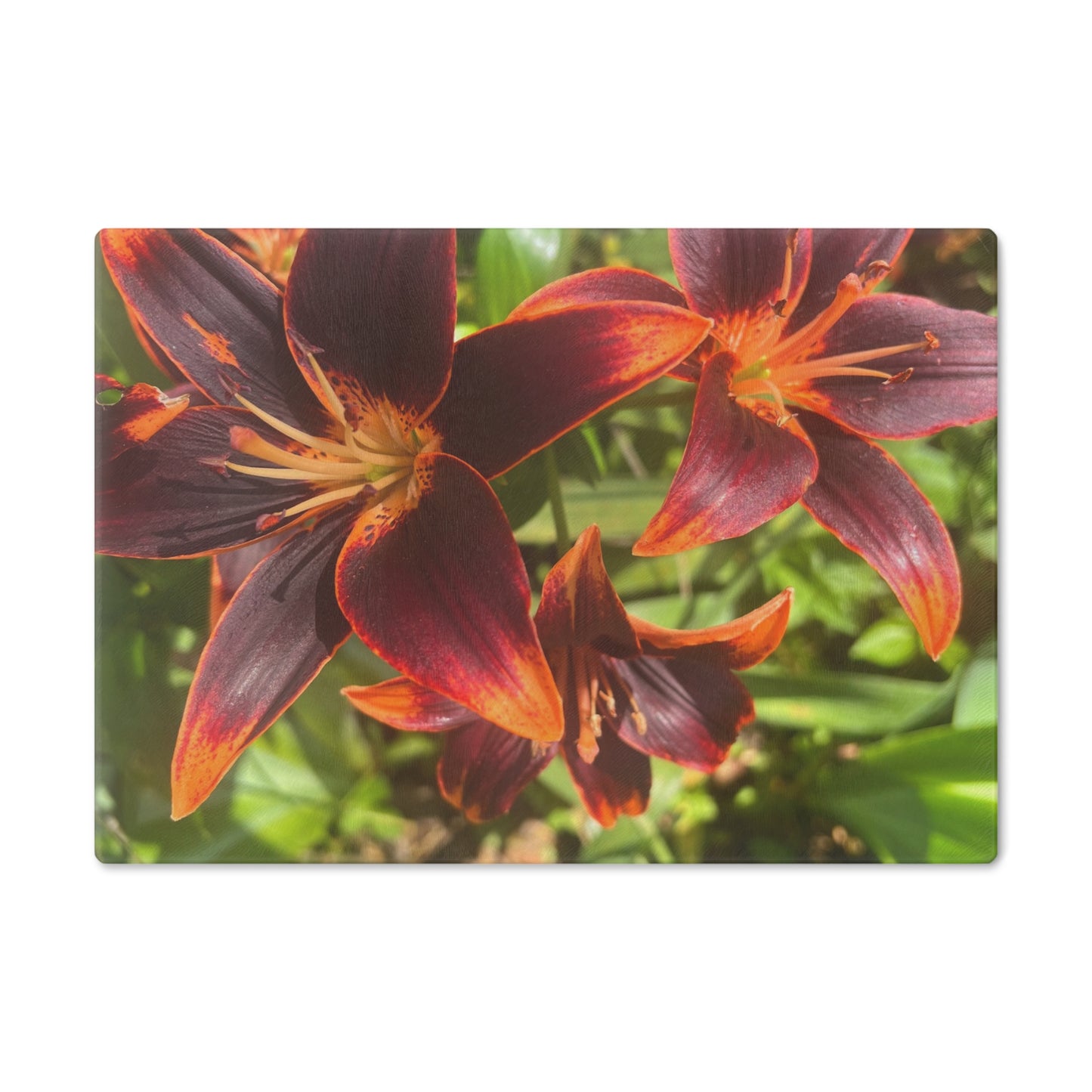 "Purple and Orange Flowers" Cutting Board