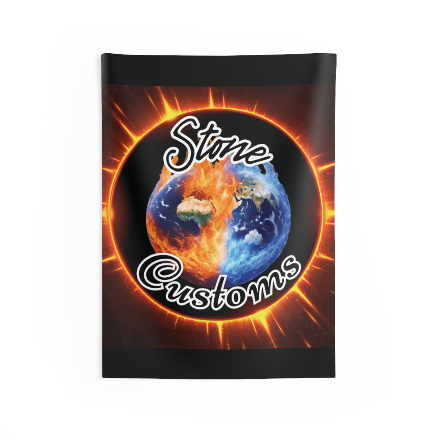 "Stone Customs" Black Indoor Wall Tapestries