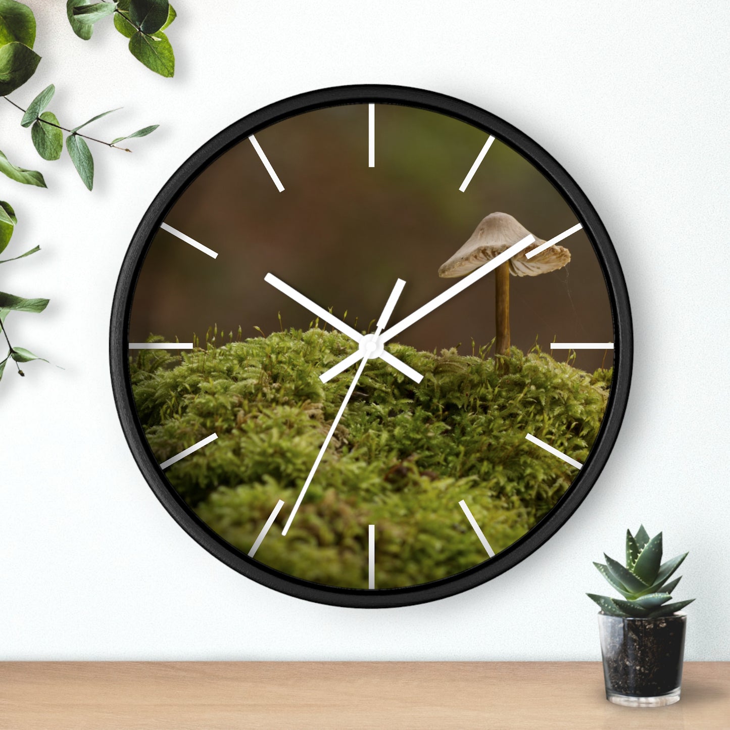 "Mushroom on Mossy Mound" Wall Clock