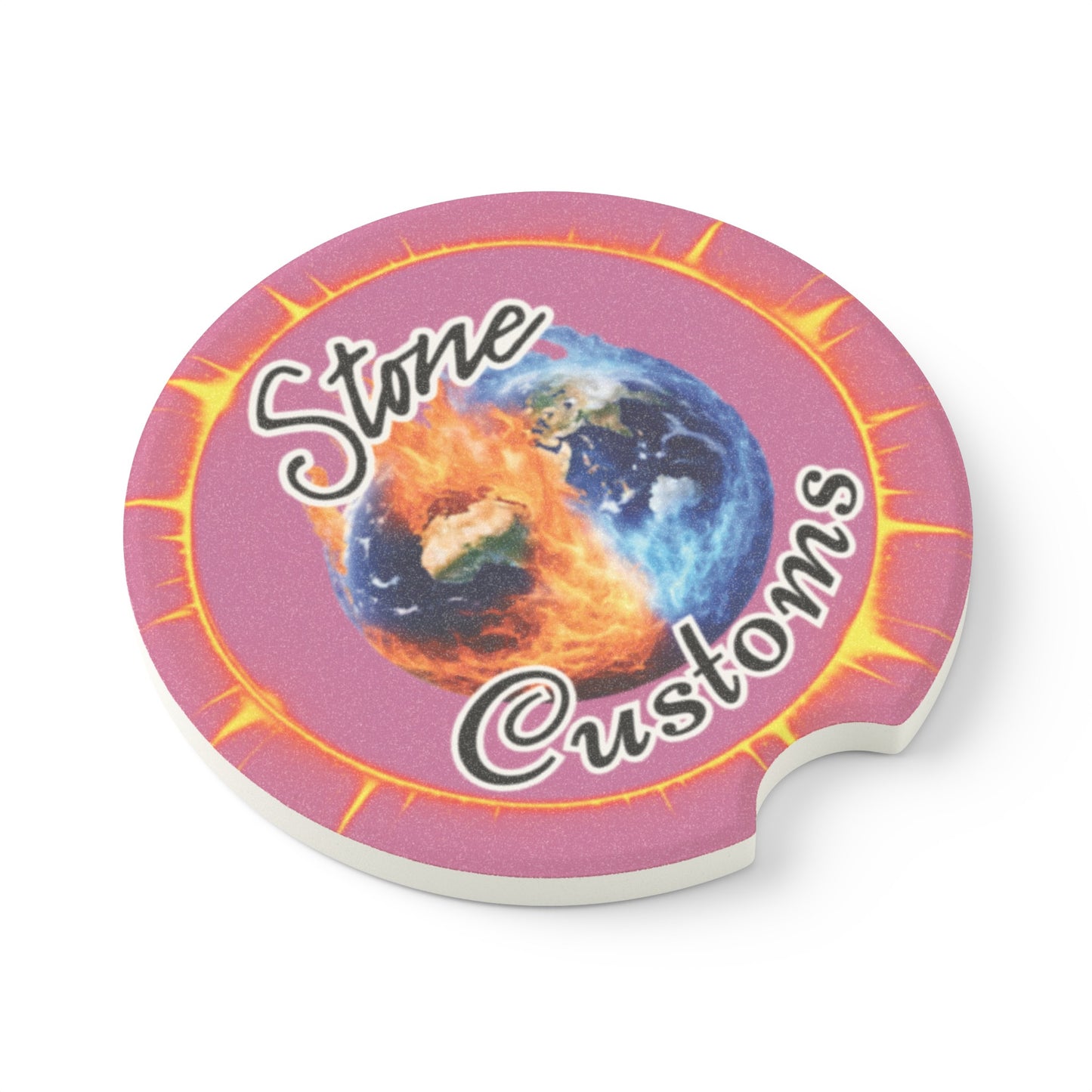 "Stone Customs" Soapstone Car Coaster (Pink)