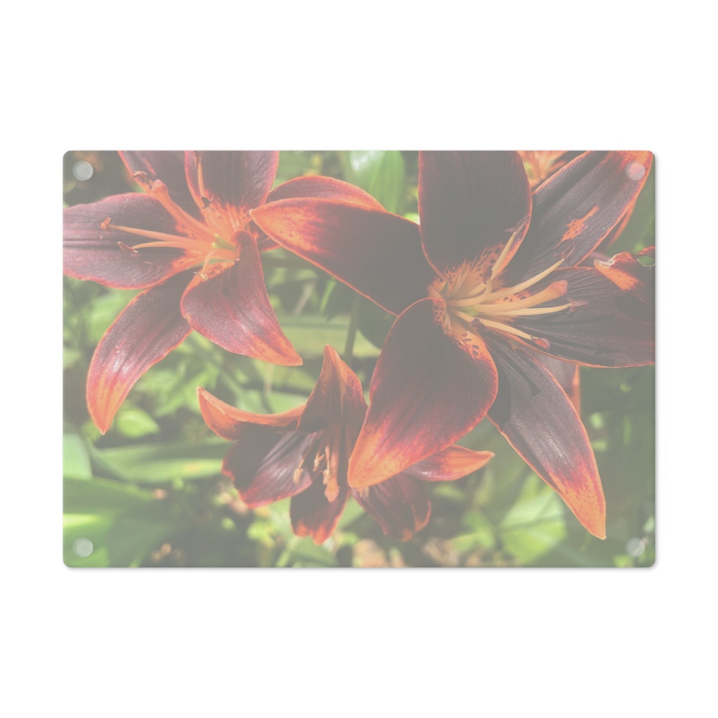 "Purple and Orange Flowers" Cutting Board