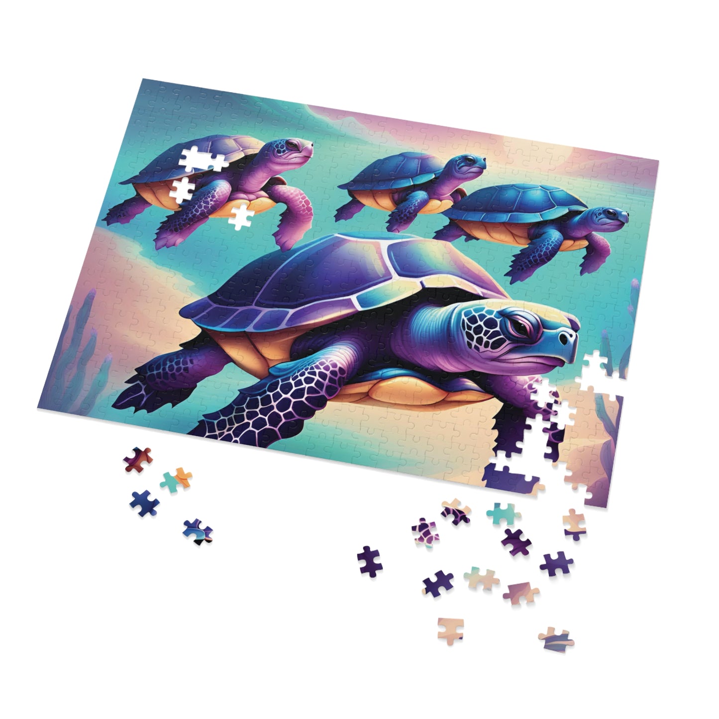 "4 Purple Turtles" Jigsaw Puzzle (30, 110, 252, 500,1000-Piece)