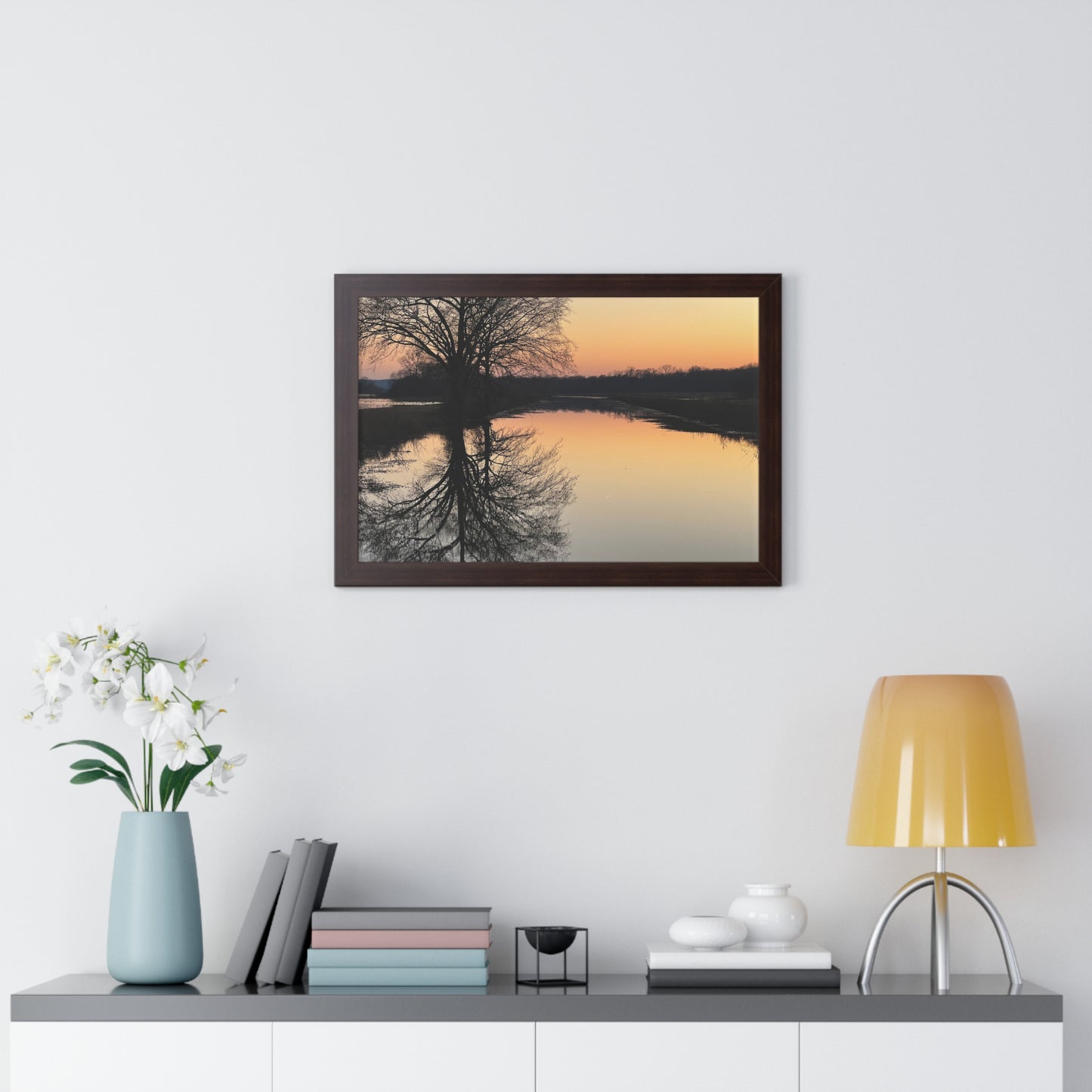 “Reflection At Sunset” Framed Horizontal Poster