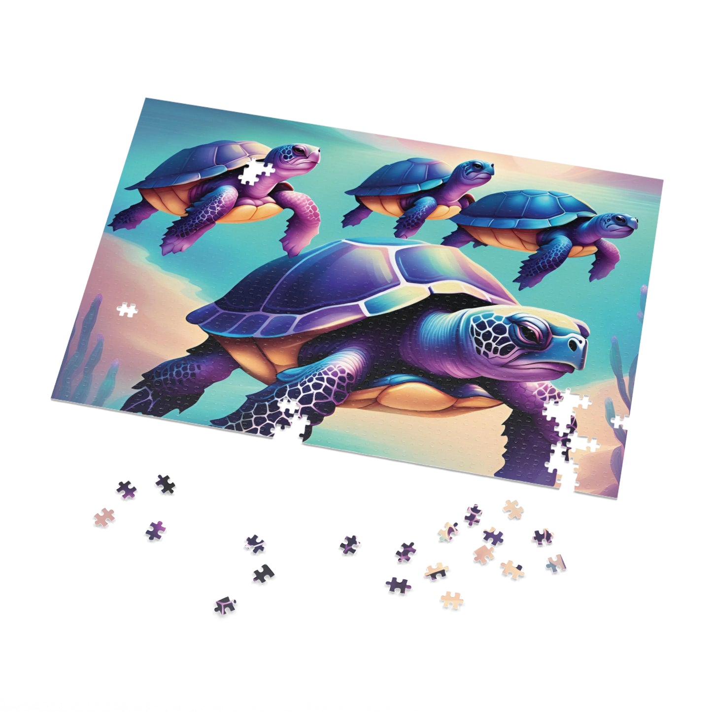 "4 Purple Turtles" Jigsaw Puzzle (30, 110, 252, 500,1000-Piece)