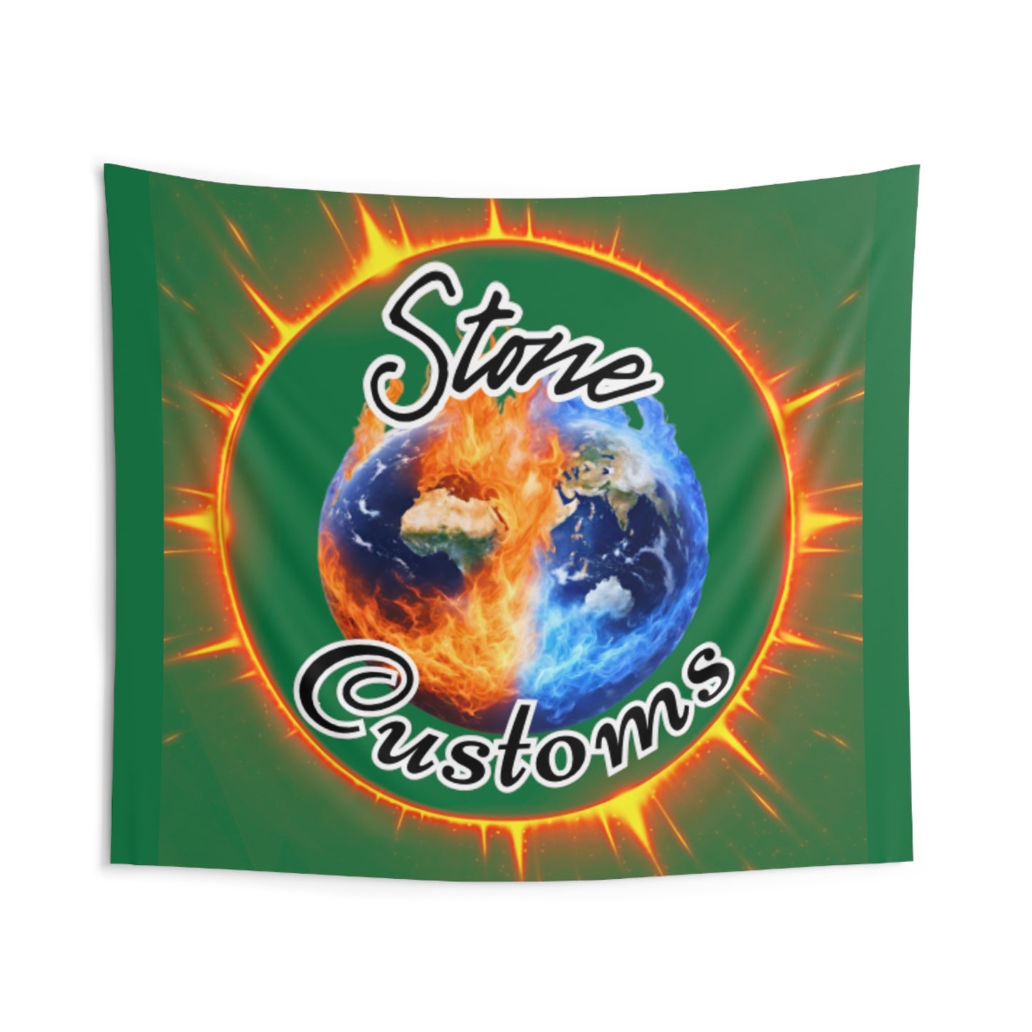 "Stone Customs" Dark Green Indoor Wall Tapestries