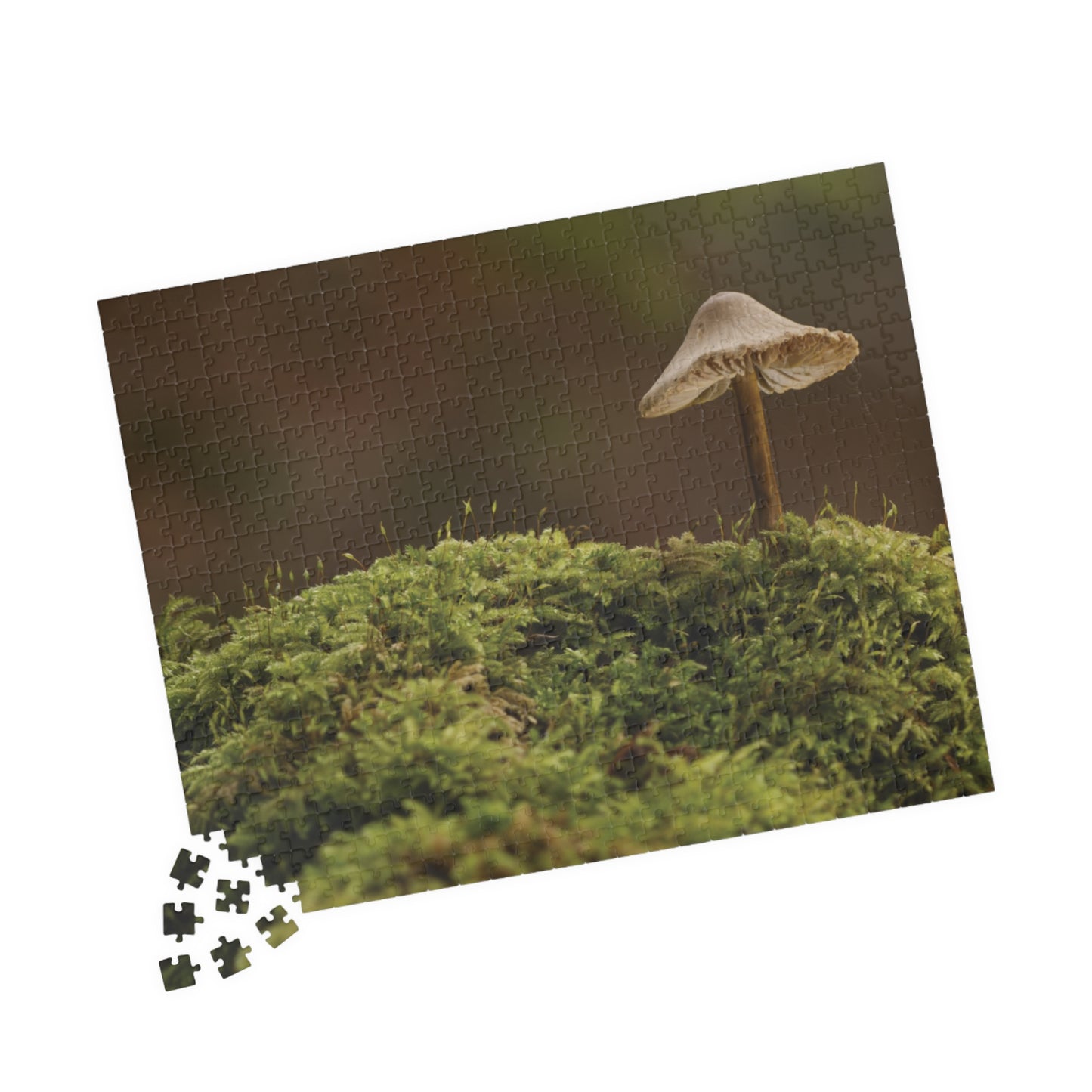 Horizontal "Mushroom on Mossy Mound" Puzzle (110, 252, 520, 1014-piece)