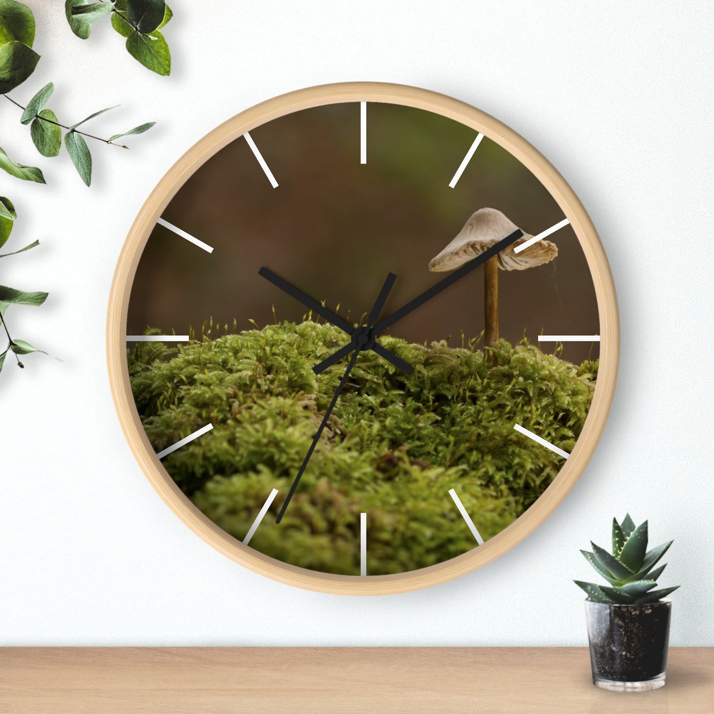 "Mushroom on Mossy Mound" Wall Clock