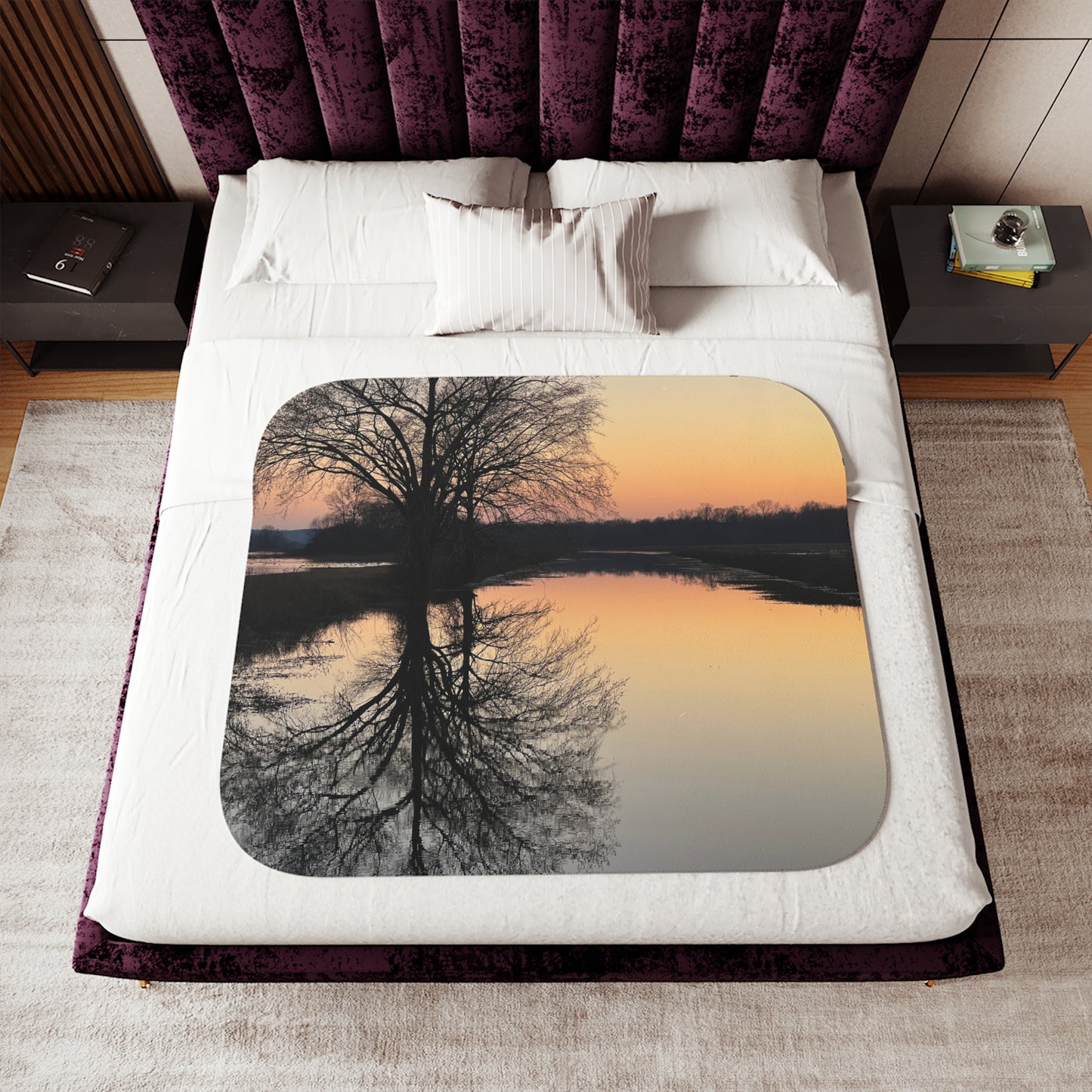 “Reflection At Sunset”  Sherpa Blanket