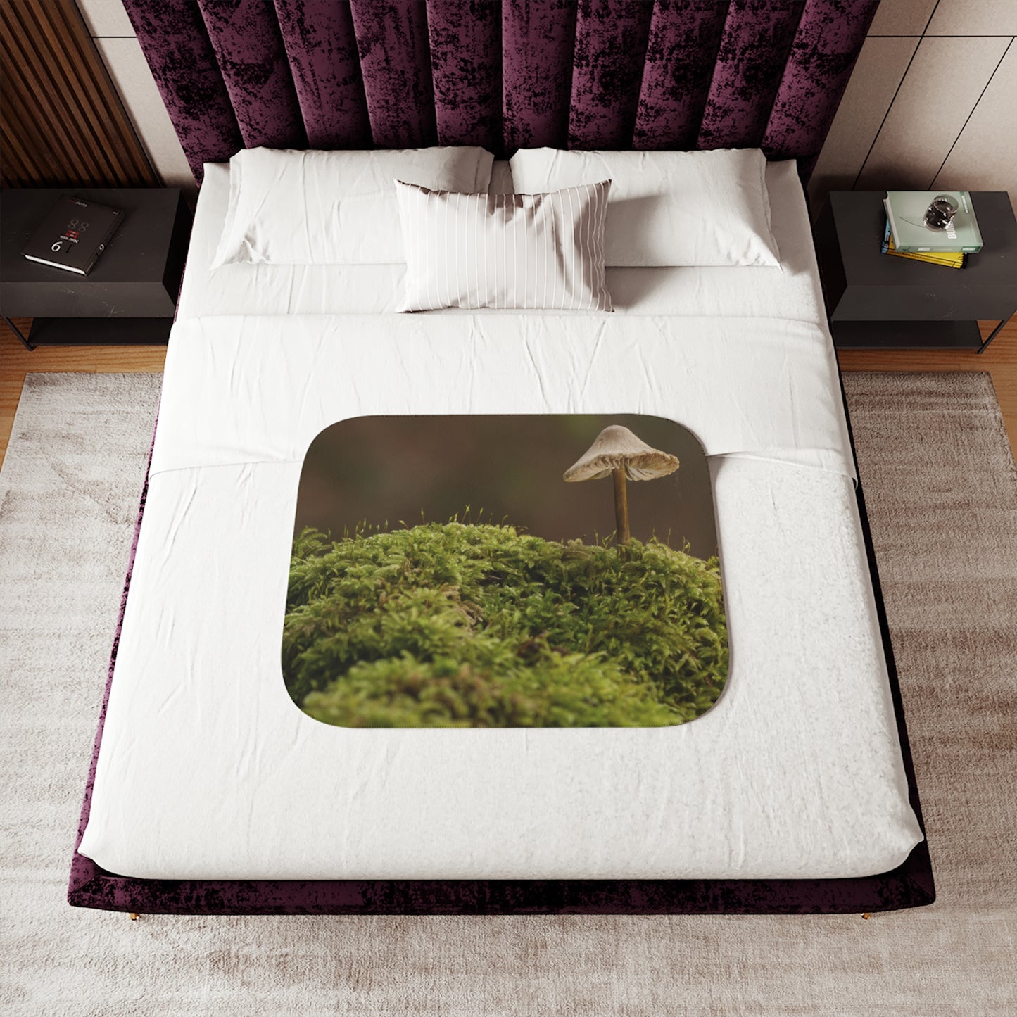 “Mushroom On Mossy Mound”  Sherpa Blanket