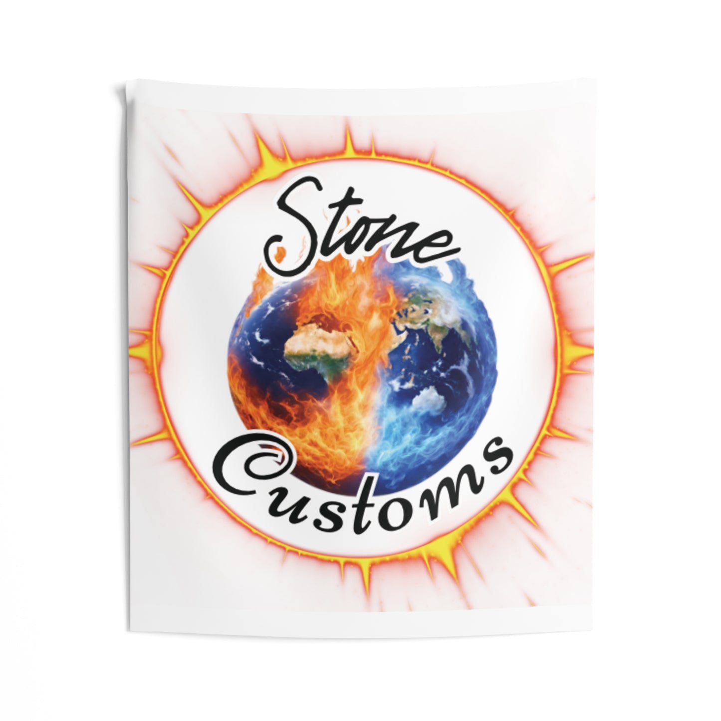 "Stone Customs" White Indoor Wall Tapestries