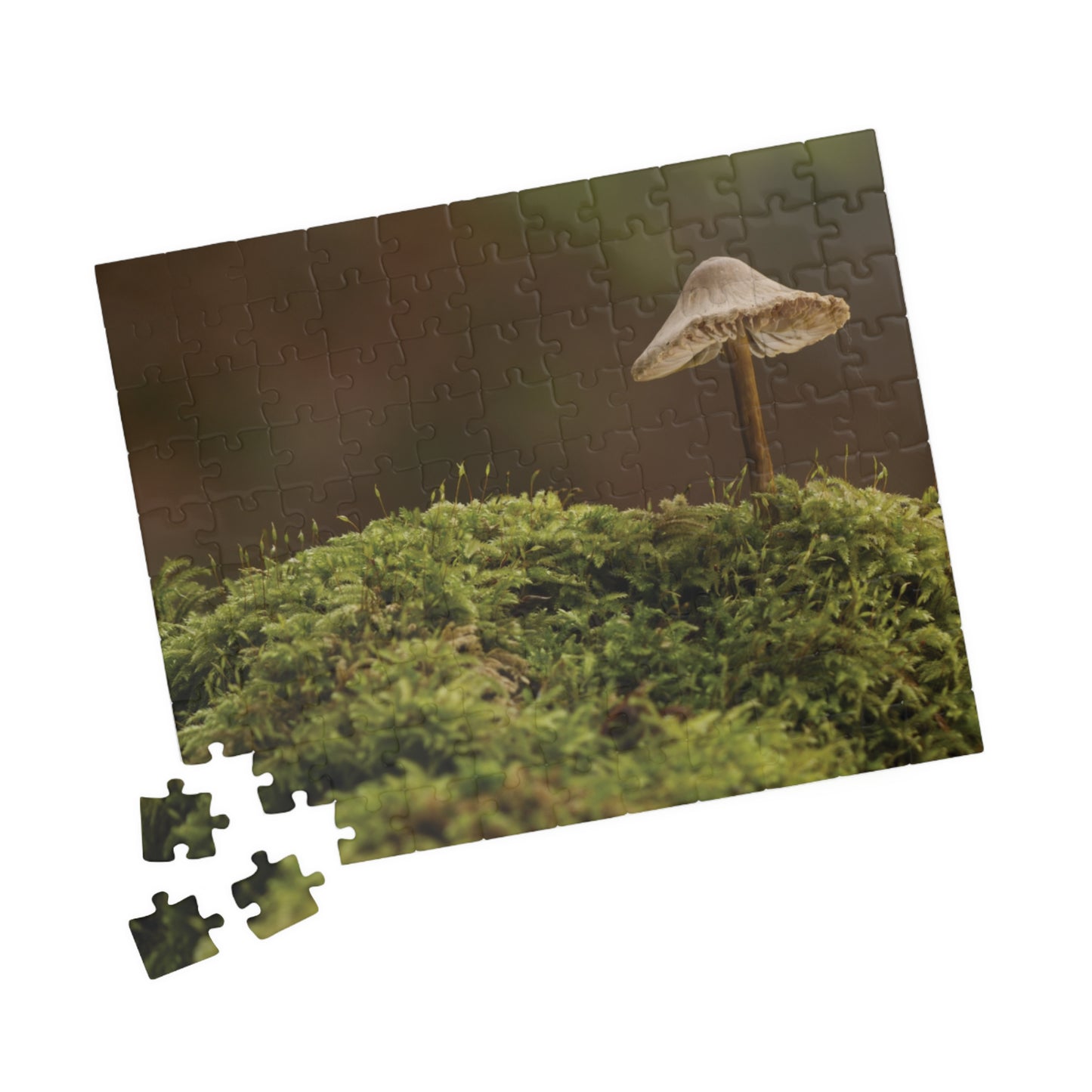 Horizontal "Mushroom on Mossy Mound" Puzzle (110, 252, 520, 1014-piece)