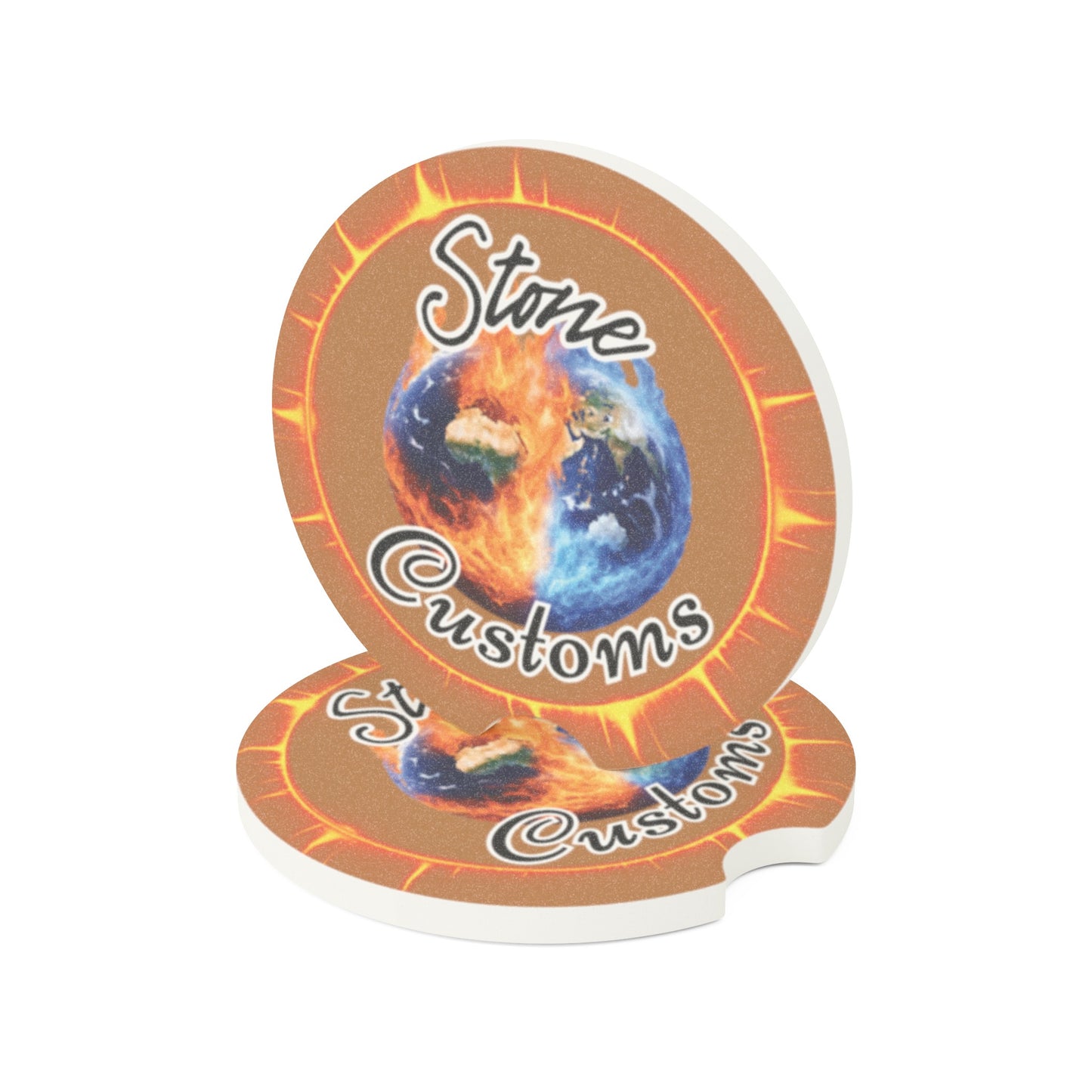 "Stone Customs" Soapstone Car Coaster (Light Brown)