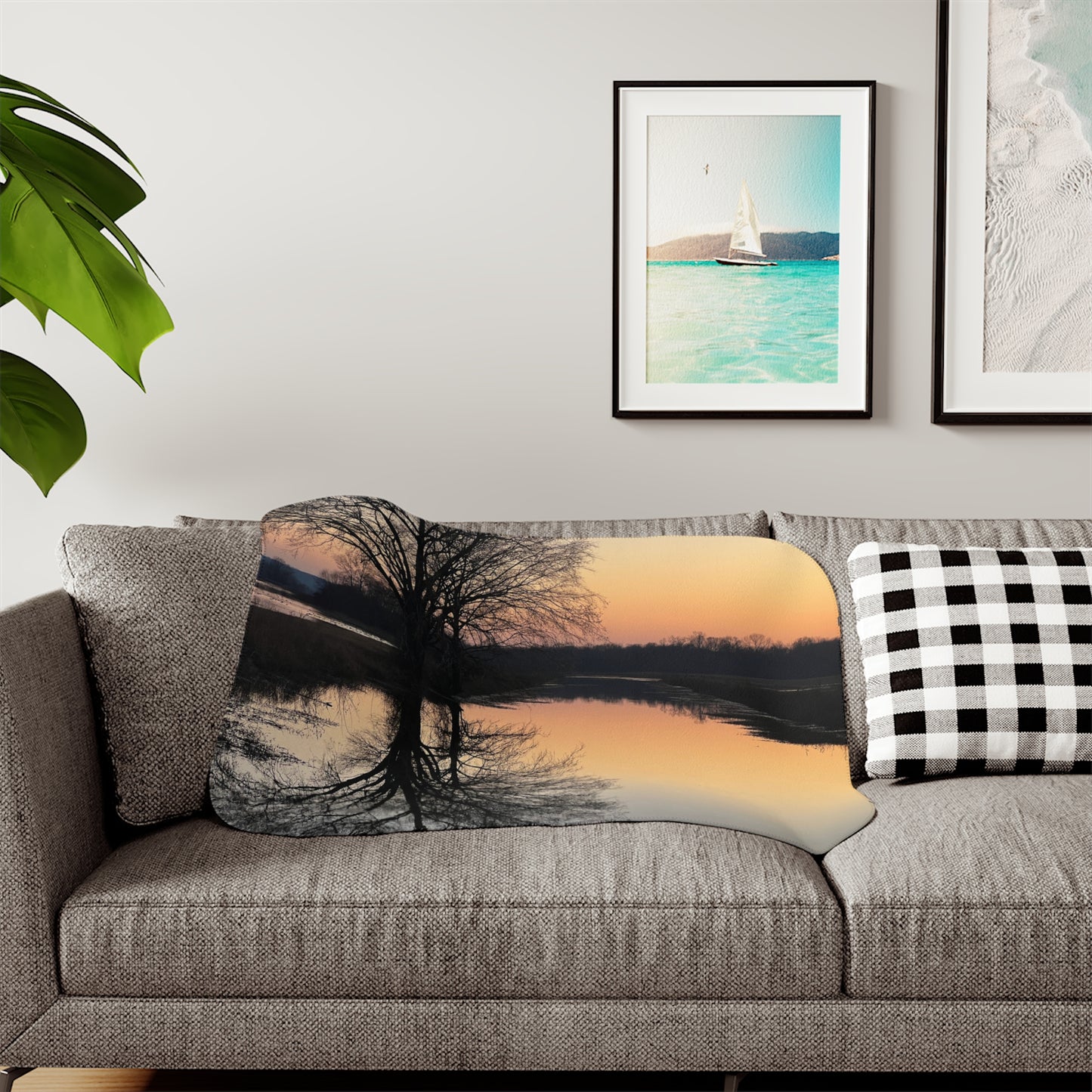 “Reflection At Sunset”  Sherpa Blanket